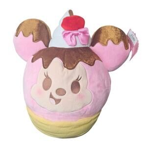 Disney Munchlings MINNIE MOUSE Strawberry Sundae Waffle Bowl 10" Pink Plush 2024